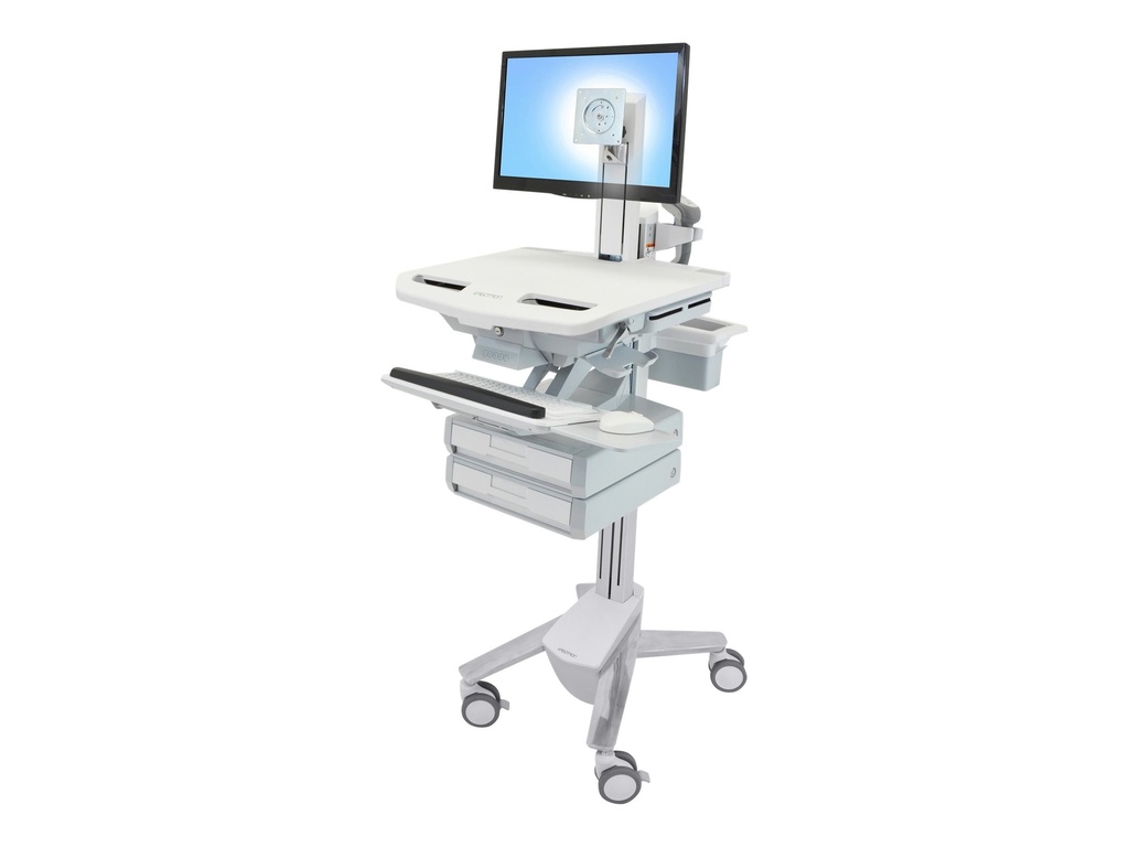 Ergotron Wagen - offene Architektur - für LCD-Display / PC-Ausrüstung - medizinisch - Kunststoff, Aluminium, verzinker Stahl - Grau, weiß, Polished Aluminum - Bildschirmgröße: bis zu 61 cm (bis zu 24 Zoll)