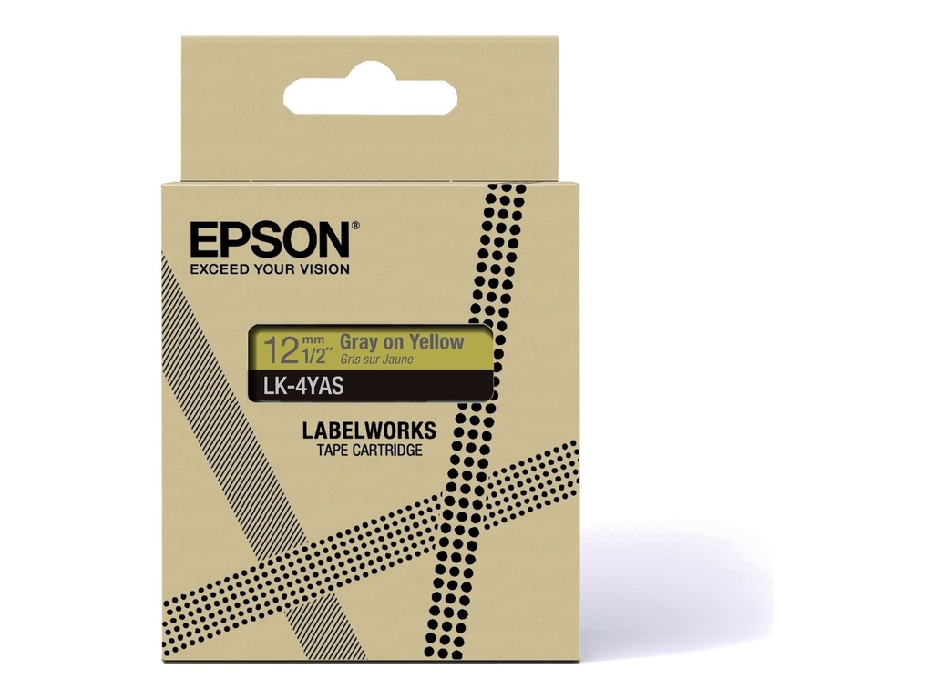 Epson LabelWorks LK-4YAS - Grau auf Gelb - Rolle (1,2 cm x 8 m)