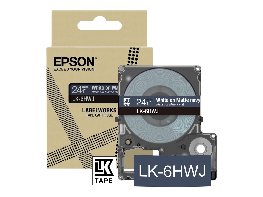 Epson LabelWorks LK-6HWJ - Weiß auf mattem Marineblau - Rolle (2,4 cm x 8 m)