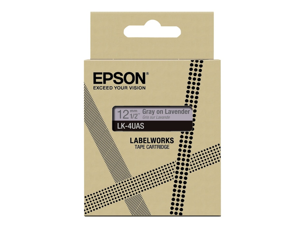 Epson LabelWorks LK-4UAS - Grau auf Lavendel - Rolle (1,2 cm x 8 m)