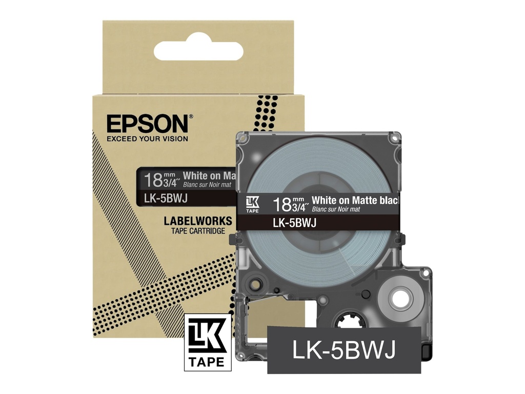 Epson LabelWorks LK-5BWJ - Weiß auf mattem Schwarz - Rolle (1,8 cm x 8 m)