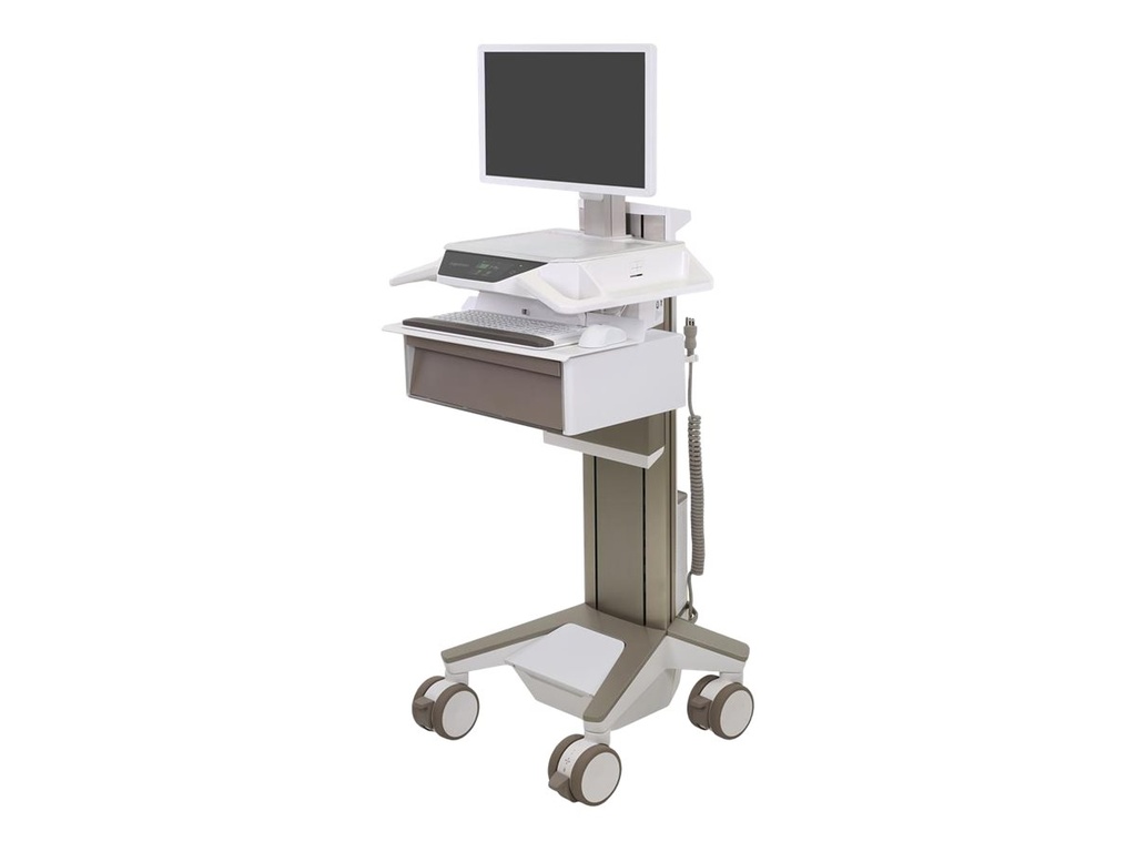 Ergotron CareFit Pro - Wagen - Electric Lift - für LCD-Display / PC-Ausrüstung - medizinisch - weiß, Warm Gray - Bildschirmgröße: bis zu 68,6 cm (bis zu 27 Zoll)