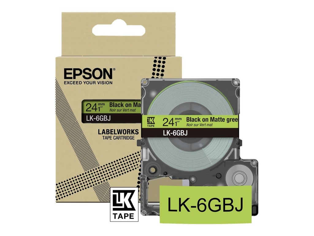 Epson LabelWorks LK-5GBJ - Schwarz auf Mattgrün - Rolle (1,8 cm x 8 m)