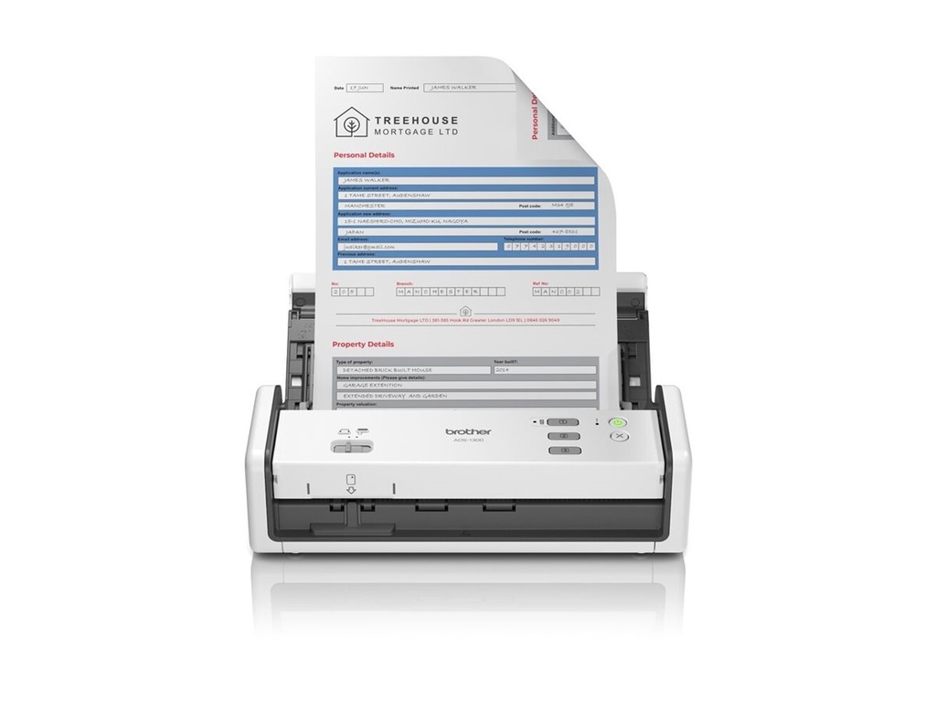 Brother ADS-1300 - Dokumentenscanner - Dual-CIS - Duplex - A4 - 600 dpi x 600 dpi - bis zu 30 Seiten/Min. (einfarbig)