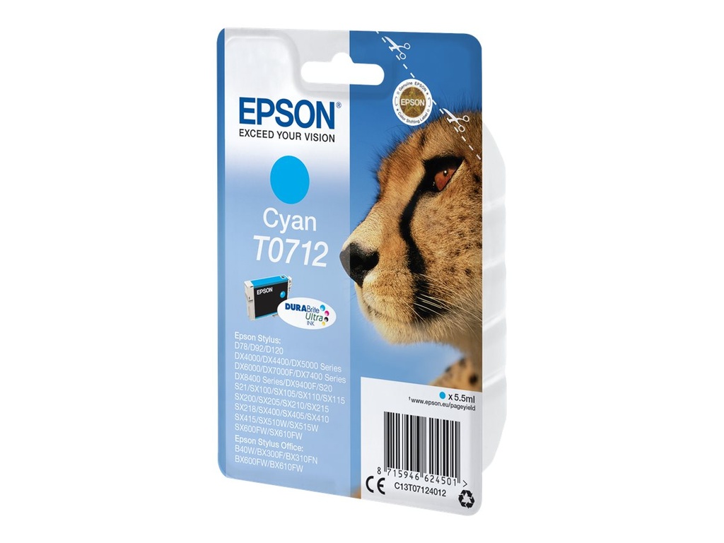 Epson T0712 - 5.5 ml - Cyan - original - Tintenpatrone