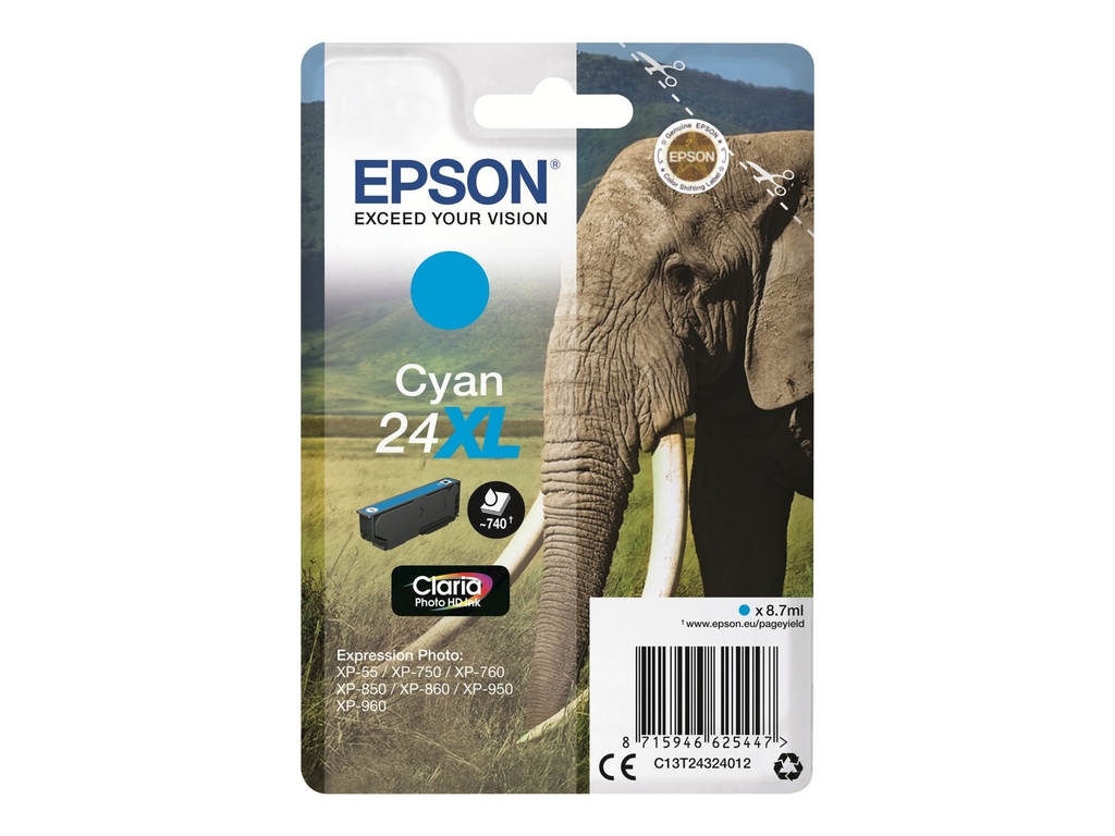 Epson 24XL - 8.7 ml - XL - Cyan - original