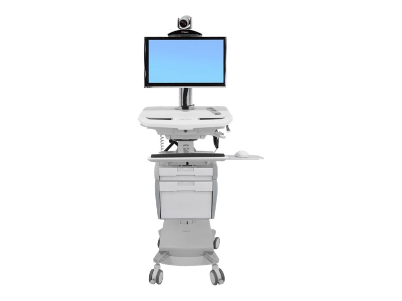 Ergotron SV44 - Wagen - Konstante Krafttechnologie - für LCD-Display / PC-Ausrüstung - elektrisch betrieben, CHE - verriegelbar - medizinisch - Aluminium, verzinker Stahl, hochwertiger Kunststoff - Grau, weiß, Polished Aluminum - Bildschirmgröße: bis zu 61 cm (bis zu 24 Zoll)