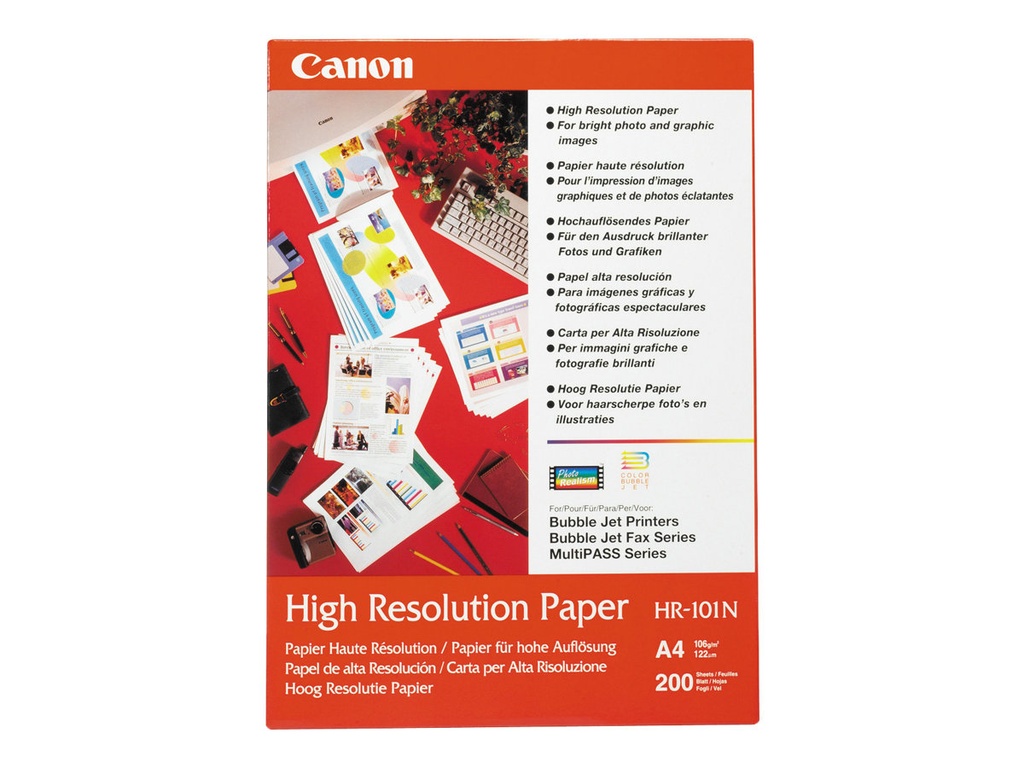 Canon HR-101N Hochauflösendes Papier A4 - 200 Blatt - Tintenstrahldrucker - A4 (210x297 mm) - 200 Blätter - 106 g/m² - Weiß - 200 Blätter