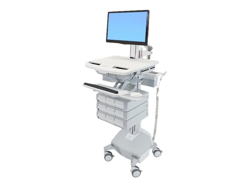 Ergotron Wagen - offene Architektur - für LCD-Display / PC-Ausrüstung - medizinisch - Kunststoff, Aluminium, verzinker Stahl - Grau, weiß, Polished Aluminum - Bildschirmgröße: bis zu 61 cm (bis zu 24 Zoll)