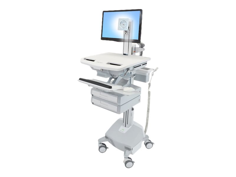 Ergotron Wagen - für LCD-Display / PC-Ausrüstung - medizinisch - Aluminium, verzinker Stahl, hochwertiger Kunststoff - Grau, weiß, Polished Aluminum - Bildschirmgröße: bis zu 61 cm (bis zu 24 Zoll)