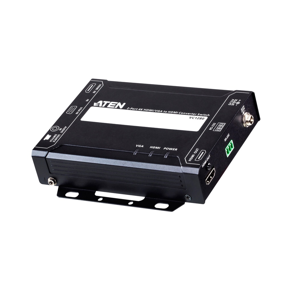 ATEN Video Switch HDMI/RS-232->VGA/HDMI/Audio 4K HDMI/VGA auf HDMI Konverter - Umschalter - 2-Port