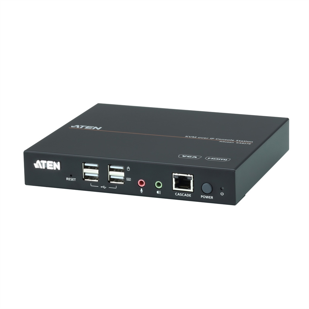 ATEN VGA/HDMI KVM over IP Konsolenstation - 1920 x 1200 Pixel - Ethernet/LAN - Full HD+ - Rack-Einbau - 6,53 W - Schwarz