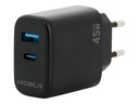 Mobilis Netzteil - schnell, gan - 45 Watt - QC, PD/PPS - 2 Ausgabeanschlussstellen (USB, USB-C)