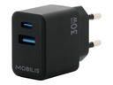 Mobilis Netzteil - schnell, GaN - 30 Watt - QC, PD/PPS - 2 Ausgabeanschlussstellen (24 pin USB-C, USB)
