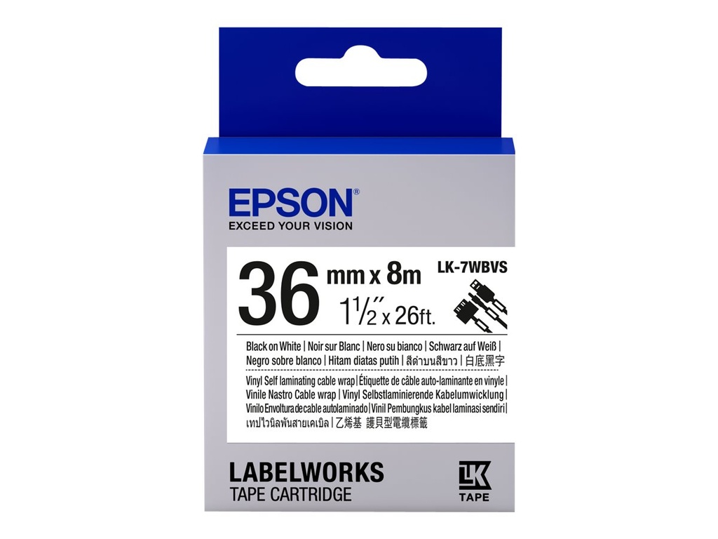 Epson LK-7WBVS - Vinyl - Schwarz auf Weiß - Rolle (3,6 cm x 8 m)