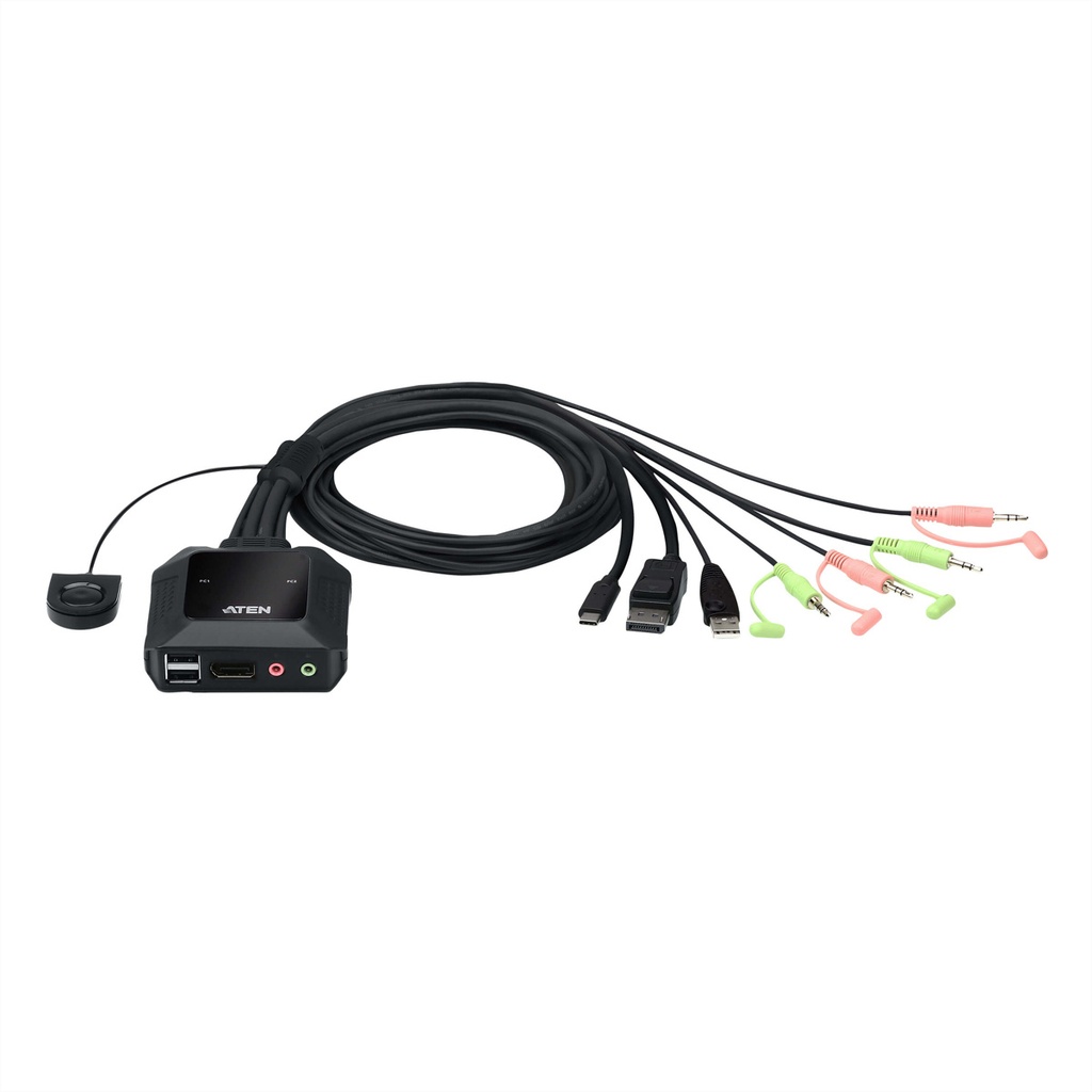 ATEN 2-Port USB-C DisplayPort Hybrid Cable KVM Switch - Kabel - Digital/Daten