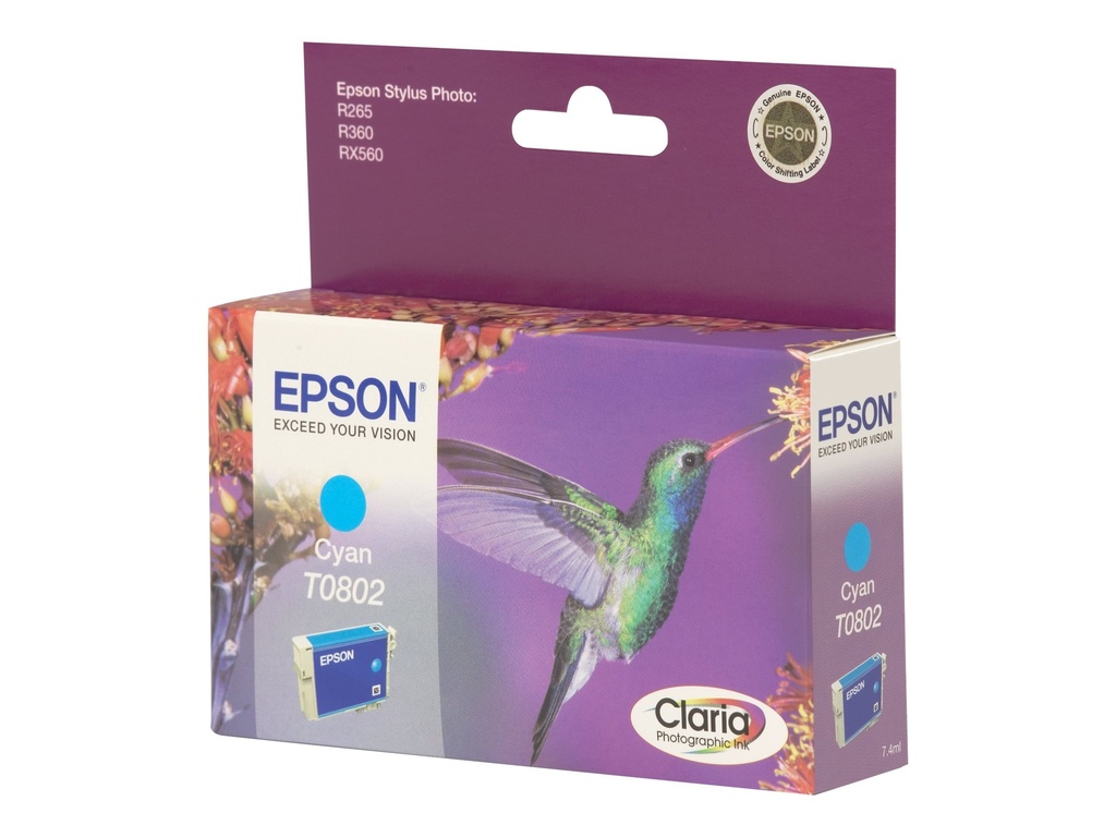 Epson Hummingbird Singlepack Cyan T0802 Claria Photographic Ink - Cyan - 7,4 ml - 1 Stück(e)