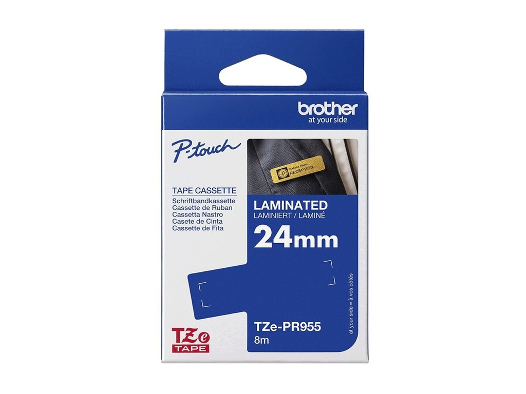 Brother TZe-PR955 - Weißer Druck auf Premium Glitter Silver - Rolle (2,4 cm x 8 m)