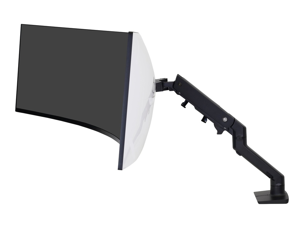 Ergotron HX - Befestigungskit (Gelenkarm, Spannbefestigung für Tisch, Tischplattenbohrung, Befestigungsteile, Verlängerungsteil, stabiles Drehgelenk) - Konstante Krafttechnologie - für LCD-Display / Curved LCD-Display - mattschwarz - Bildschirmgröße: up to 124 cm (up to 49")