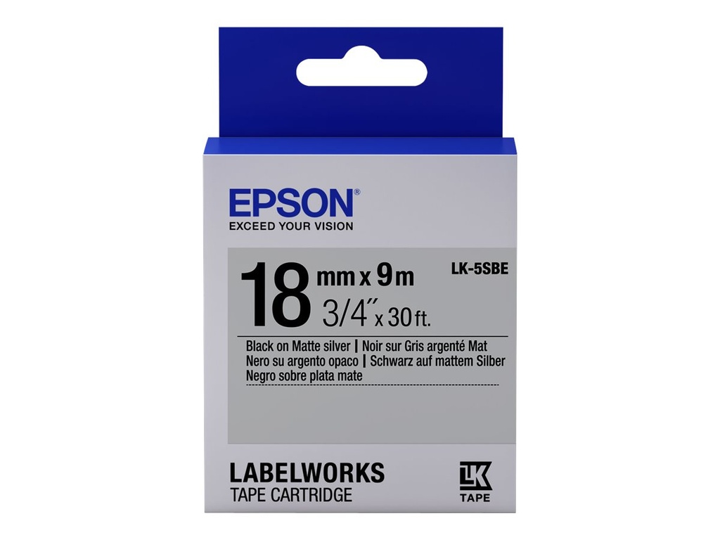 Epson LabelWorks LK-5SBE - Schwarz auf Silber (matt)