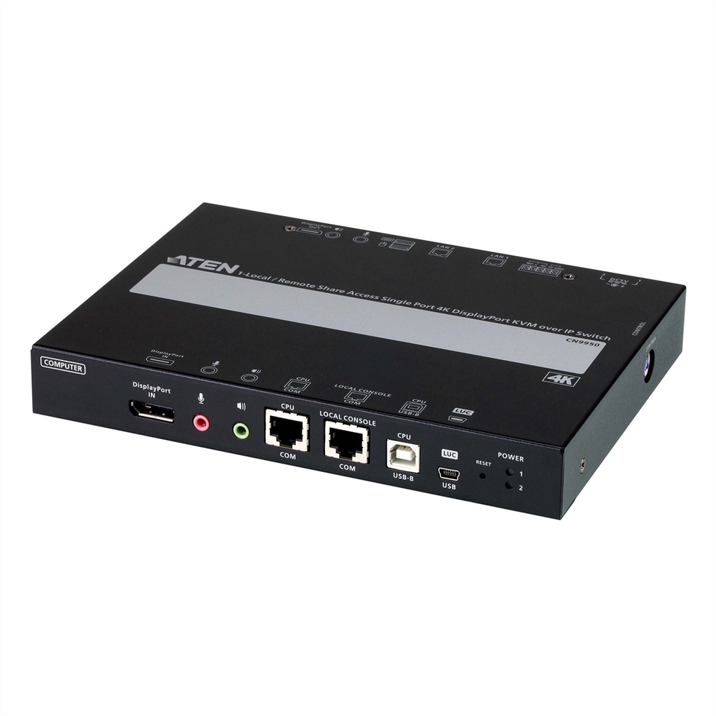 ATEN CN9950 1-Local-Remote Share Access Single Port 4K DisplayPort KVM over IP - Kabel - Digital/Display/Video