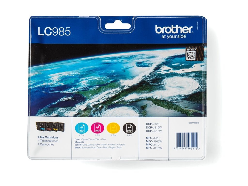 Brother LC985VALBPDR - 4er-Pack - Schwarz, Gelb