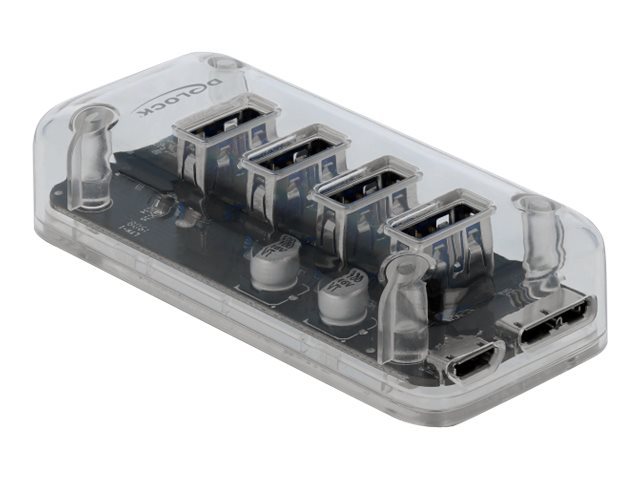 Delock Externer USB 3.0 Hub mit 4 Ports transparent