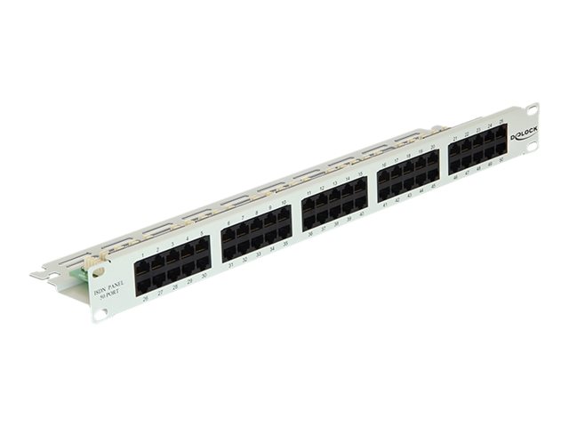 Delock Patch Panel - CAT 3 - RJ-45 X 50 - Hellgrau, RAL 7035 - 1U - 48.3 cm (19")