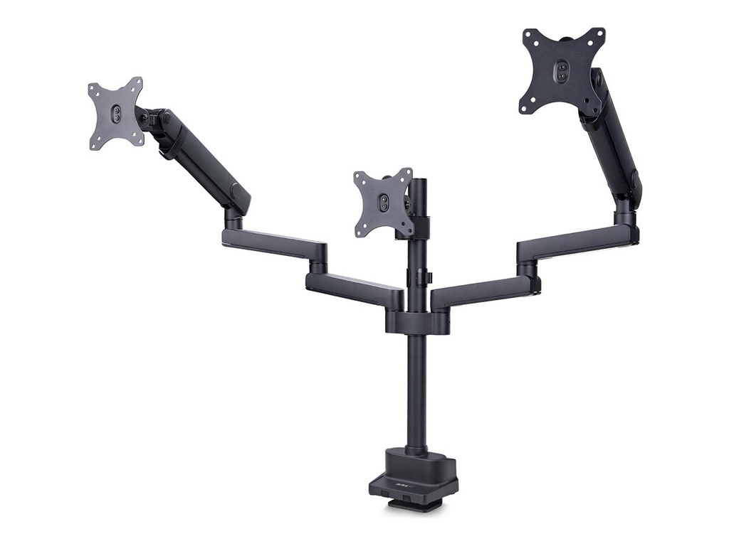 StarTech.com Monitortischhalterung, 3x 27" Monitore, VESA 75x75/100x100 - Befestigungskit - einstellbarer Arm - für 3 LCD-Anzeigen - Kunststoff, Aluminium, Stahl - Schwarz - Bildschirmgröße: bis zu 68,6 cm (bis zu 27 Zoll)