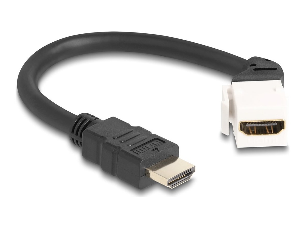 Delock HDMI-Kabel - HDMI weiblich geneigt, Keystone zu HDMI männlich - 20 cm - schwarz / weiß - 8K60Hz (7680 x 4320)