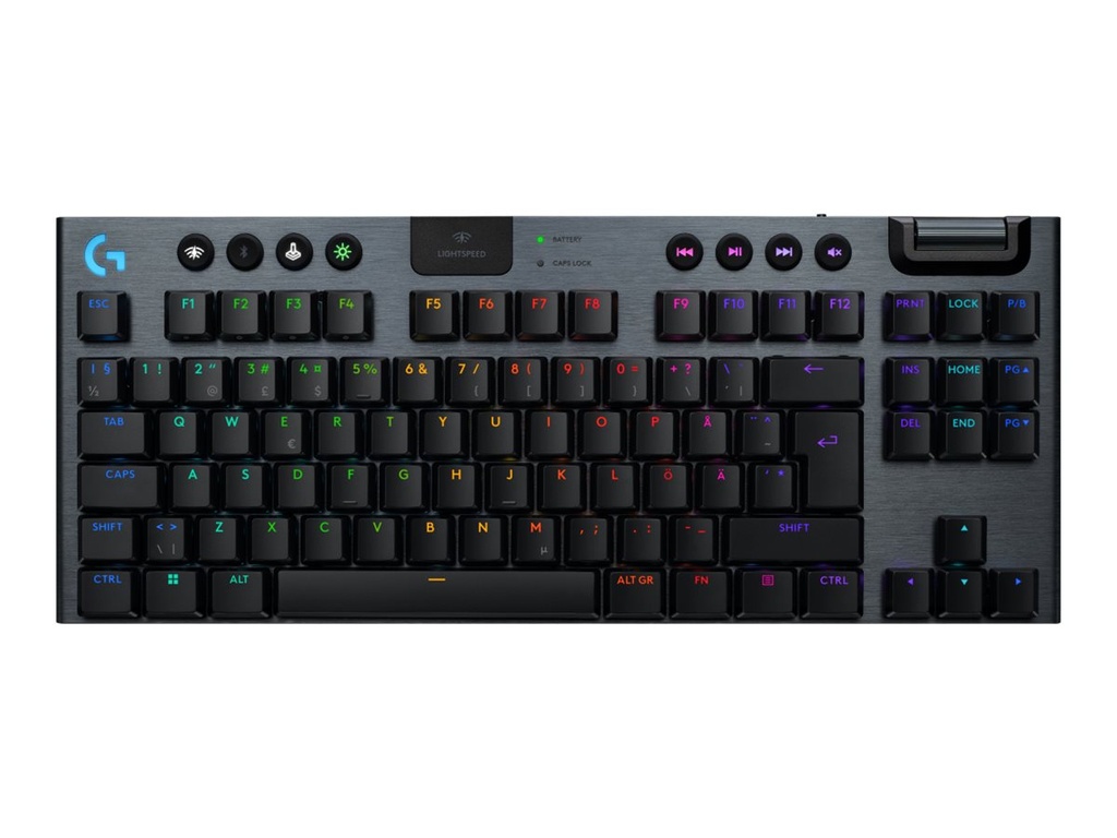 Logitech G G915 X - Tastatur - LIGHTSPEED - TKL - hintergrundbeleuchtet - kabellos - Bluetooth 5.0, 2.4 GHz, USB - QWERTY - Nordisch (Dänisch/Finnisch/Norwegisch/Schwedisch)