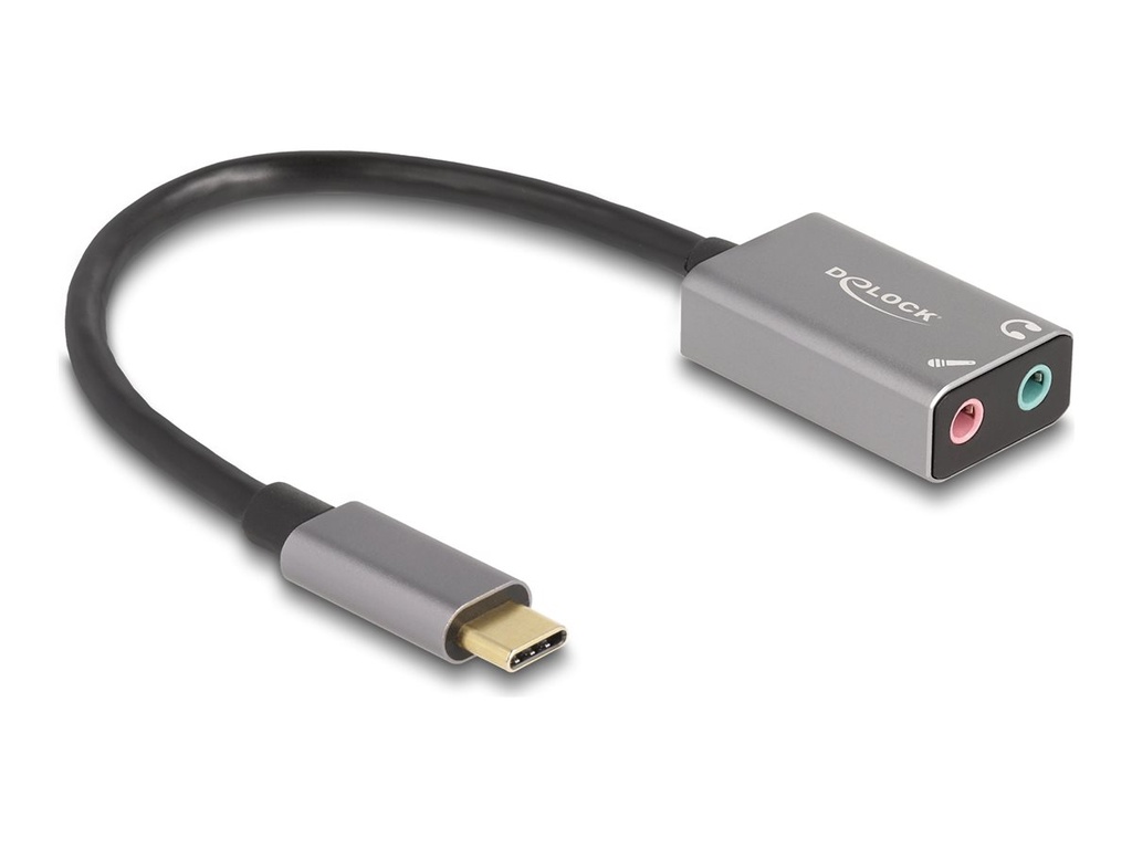Delock Adapter USB-C auf Klinkenstecker - 24 pin USB-C männlich zu Mono Mini-Stecker, mini-phone stereo 3.5 mm weiblich