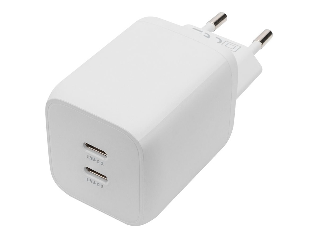 DIGITUS Netzteil - GaN - 65 Watt - 3.25 A - PD 3.0 - 2 Ausgabeanschlussstellen (24 pin USB-C)