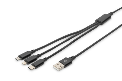 DIGITUS 3-in-1 USB-Ladekabel, 1m