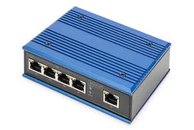 DIGITUS 4 Port Gigabit Netzwerk Switch, Industrial, Unmanaged, 1 RJ45 Uplink
