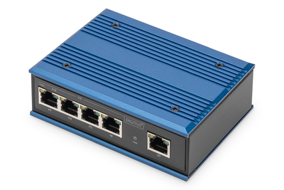 DIGITUS 4 Port Gigabit Netzwerk PoE Switch, Industrial, Unmanaged, 1 RJ45 Uplink