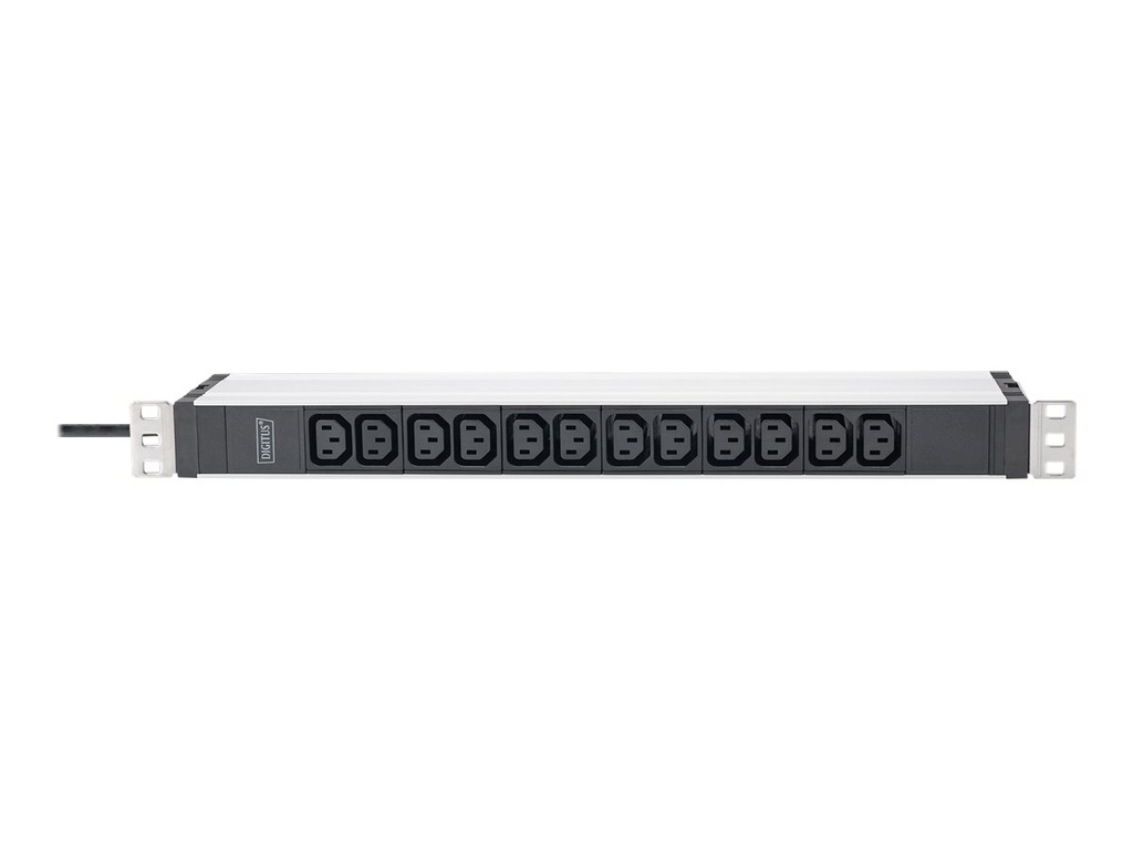 DIGITUS Steckdosenleiste mit Aluminiumprofil, 12-fach, 2 m Zuleitung Schutzkontaktstecker
