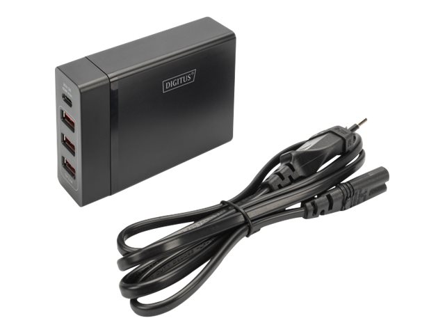 DIGITUS Netzteil - 72 Watt - 3 A - PD - 4 Ausgabeanschlussstellen (USB, 24 pin USB-C)
