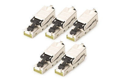 DIGITUS CAT 6A Feldstecker, STP mit Staubschutzkappe, Knickschutz - 5 Stk.