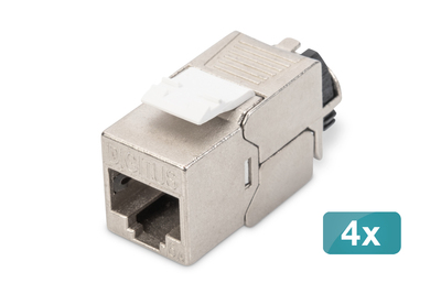 DIGITUS CAT 6A Keystone Modul, geschirmt mit intelligentem Kabelmanager - 4 Stk.