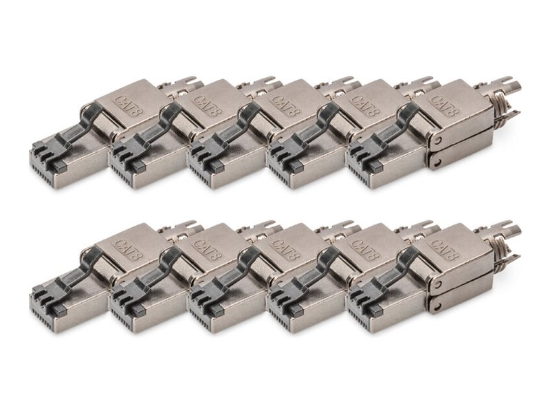 DIGITUS Netzwerkanschluss - RJ-45 (M) - STP - CAT 8.1 - IEEE 802.3af/IEEE 802.3at/IEEE 802.3bt - Schwarz (Packung mit 10)