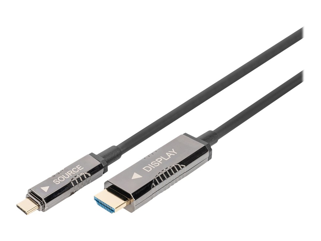 DIGITUS AOC - Adapterkabel - USB-C männlich zu HDMI männlich - 20 m - aktiv, HAOC-Kabel (Hybrid Active Optical Cable)