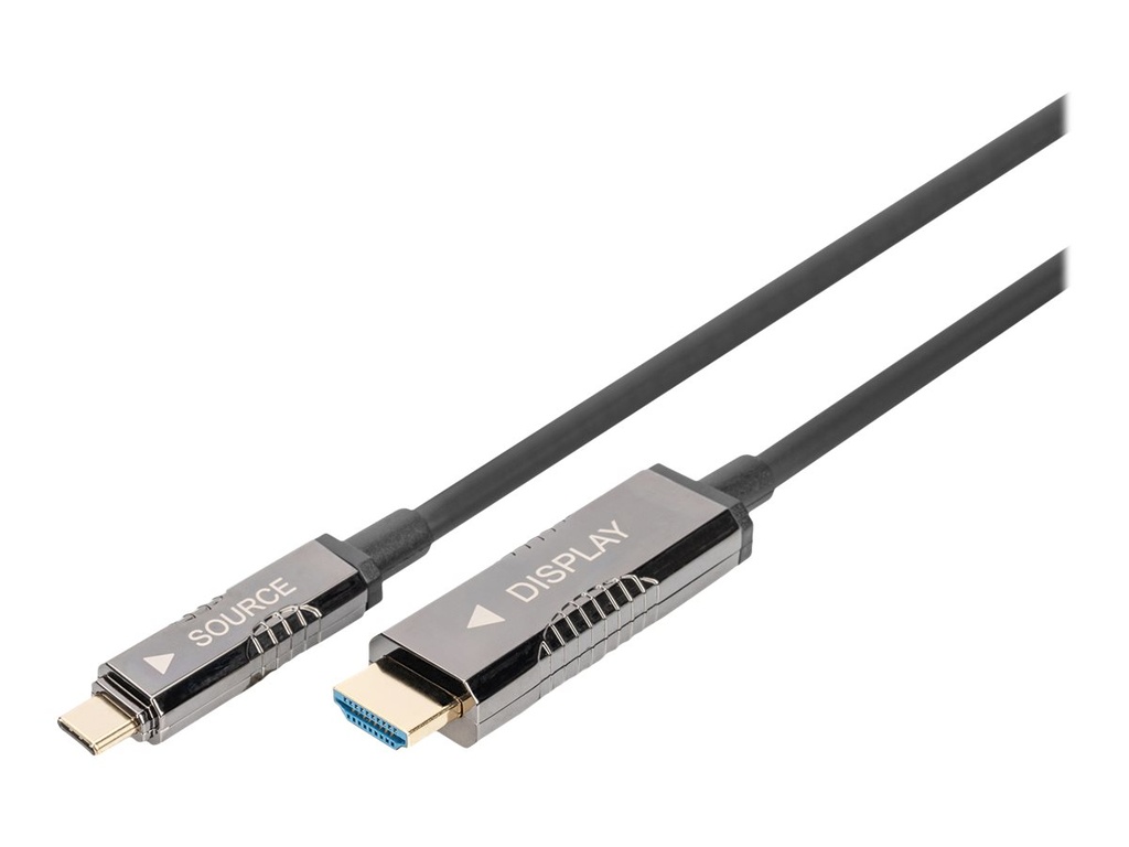 DIGITUS AOC - Adapterkabel - USB-C männlich zu HDMI männlich - 15 m - aktiv, HAOC-Kabel (Hybrid Active Optical Cable)