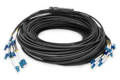 DIGITUS Vorkonfektionierte Glasfaser Universal Breakout Kabel, Singlemode OS2, 12 Fasern, LC/UPC - LC/UPC