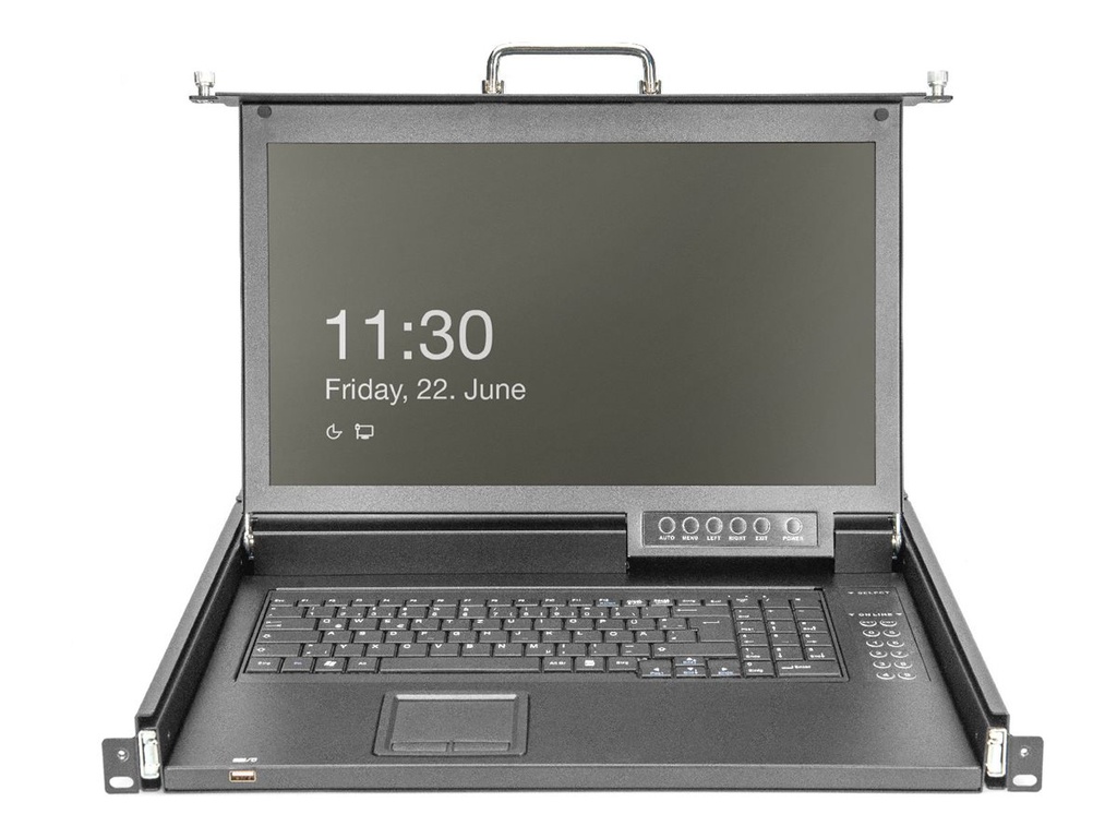 DIGITUS KVM-Konsole mit KVM-Switch - 1 Anschlüsse - Französisch - 43.2 cm (17")