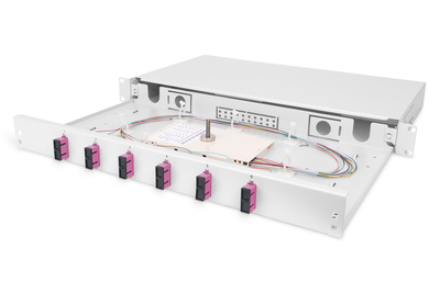 DIGITUS LWL-Spleißbox, 1HE, bestückt, 6x SC DX, OM4