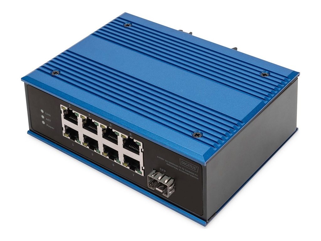 DIGITUS Switch - industriell - unmanaged - 8 x 10/100 + 1 x Fast Ethernet SFP (Uplink)