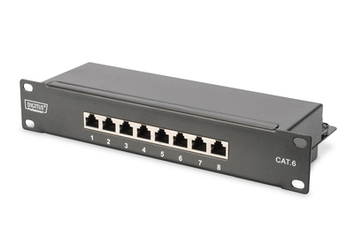 DIGITUS CAT 6, Klasse E Patch Panel, geschirmt, schwarz