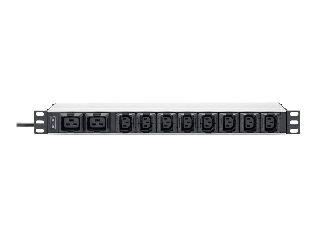 DIGITUS Steckdosenleiste mit Aluminiumprofil, 10-fach, 2 m Zuleitung, IEC C20 Stecker