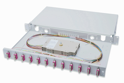 DIGITUS LWL Spleißbox, 1HE, bestückt, 12x SC DX, OM4